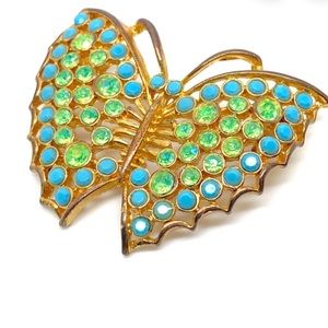 Vintage Butterfly Brooch 🦋 With Rhinestones